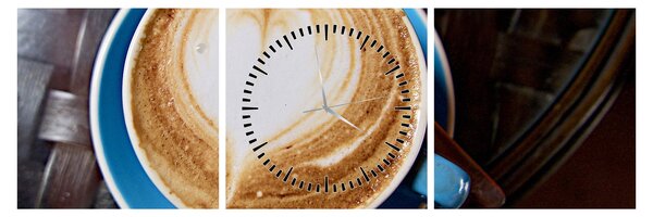 Obraz - Latte Art (z zegarem) (90x30 cm)