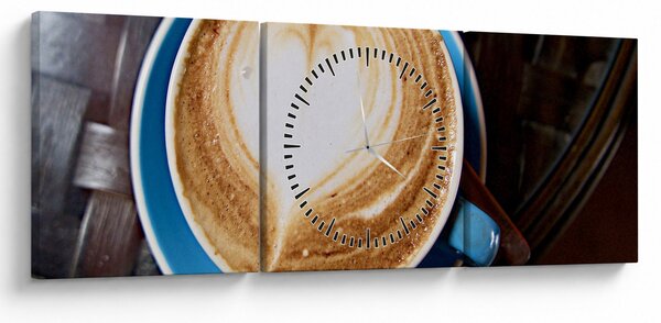 Obraz - Latte Art (z zegarem) (90x30 cm)