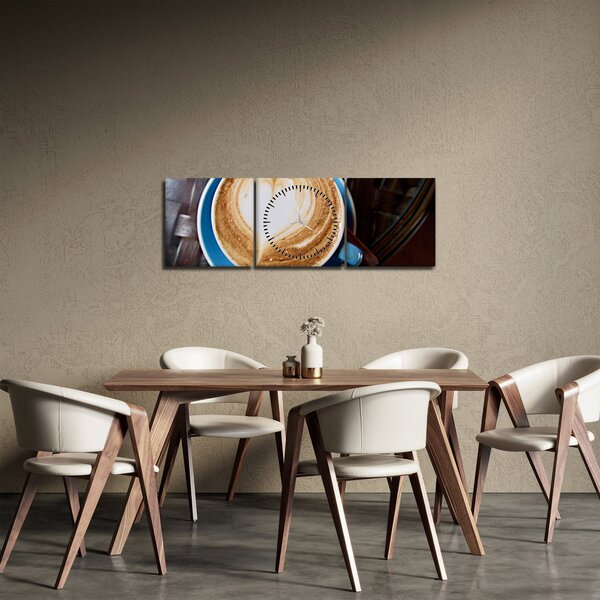 Obraz - Latte Art (z zegarem) (90x30 cm)