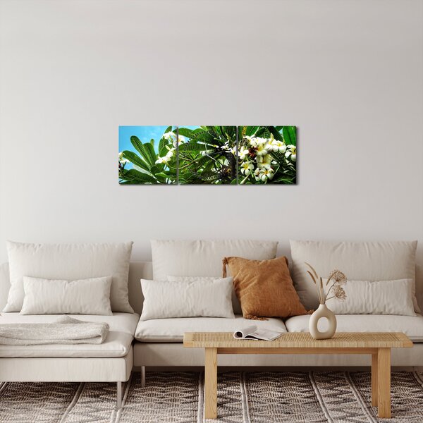 Obraz - Plumeria (z zegarem) (90x30 cm)