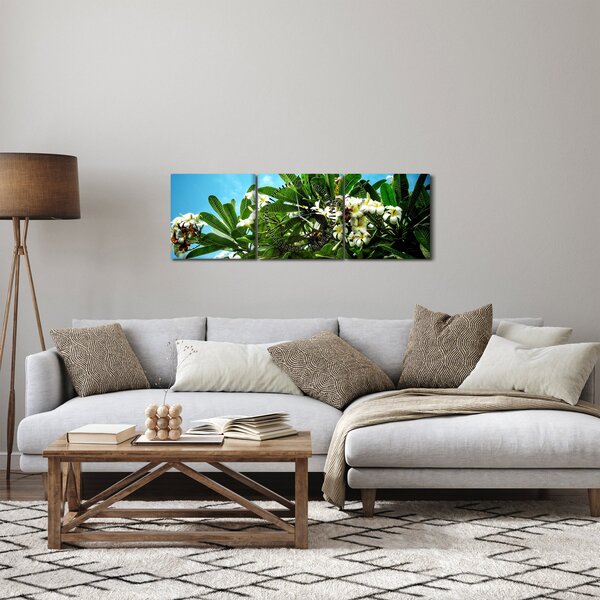 Obraz - Plumeria (z zegarem) (90x30 cm)