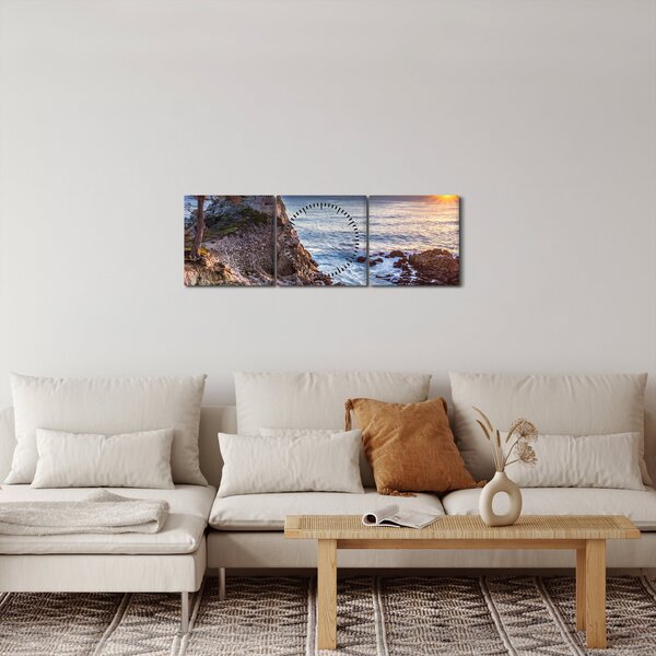 Obraz - Wybrzeże Pacyfiku (z zegarem) (90x30 cm)