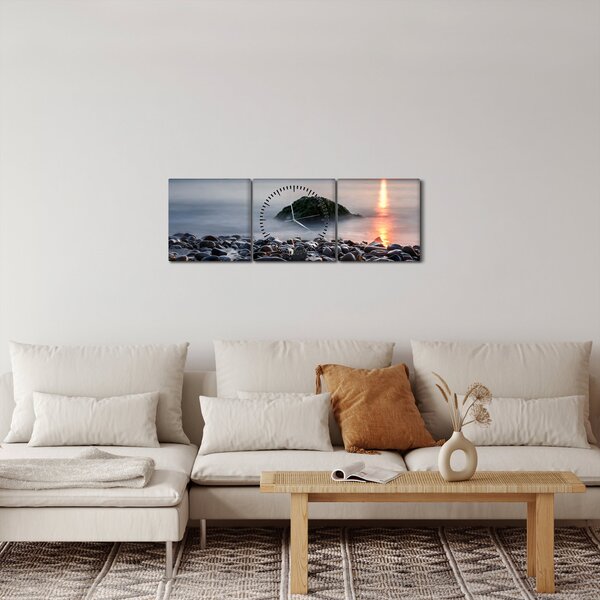 Obraz - Na wybrzeżu (z zegarem) (90x30 cm)