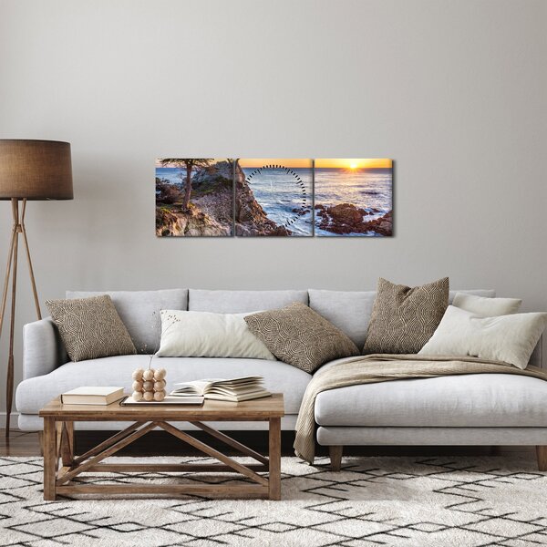 Obraz - Wybrzeże Pacyfiku (z zegarem) (90x30 cm)
