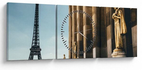 Obraz z placu Trocadero, Paryż (z zegarem) (90x30 cm)
