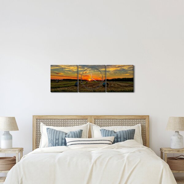 Obraz - Wiejskie bale (z zegarem) (90x30 cm)