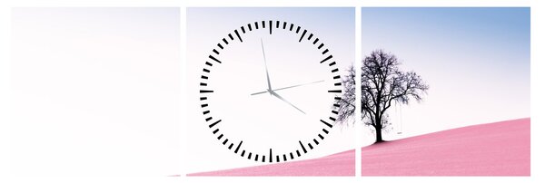 Obraz - Różowy sen (z zegarem) (90x30 cm)