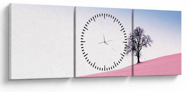 Obraz - Różowy sen (z zegarem) (90x30 cm)