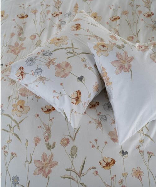 Biała pościel dwuosobowa z satyny bawełnianej 240x220 cm Ivory Garden Floral – Mila Home Luxury