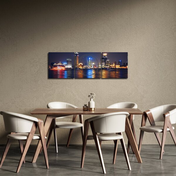 Obraz - Refleksy nocy (z zegarem) (90x30 cm)