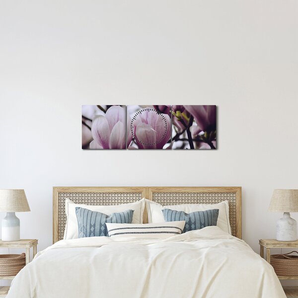 Obraz - Magnolia (z zegarem) (90x30 cm)