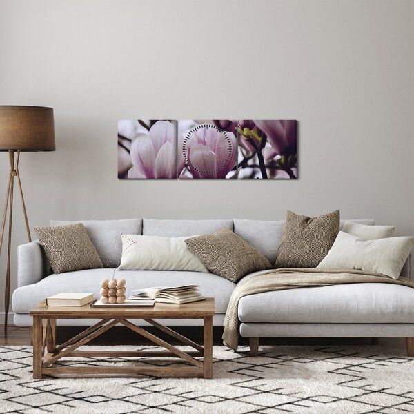Obraz - Magnolia (z zegarem) (90x30 cm)