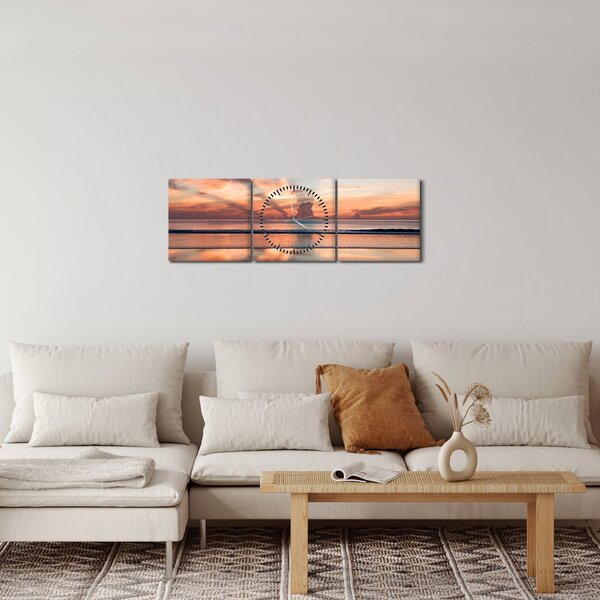 Obraz promieni słonecznych nad plażą Dayton (z zegarem) (90x30 cm)