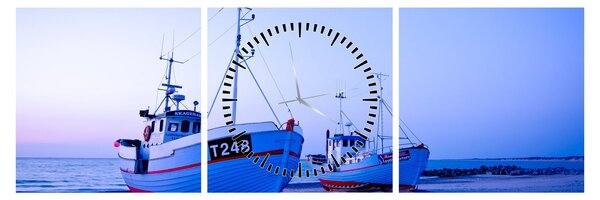Obraz - Lądowanie o zmierzchu (z zegarem) (90x30 cm)