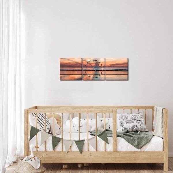 Obraz promieni słonecznych nad plażą Dayton (z zegarem) (90x30 cm)