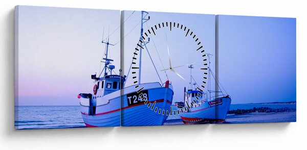Obraz - Lądowanie o zmierzchu (z zegarem) (90x30 cm)