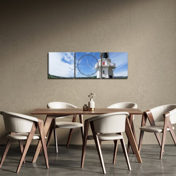 Obraz latarni morskiej Akaroa w Nowej Zelandii (z zegarem) (90x30 cm)