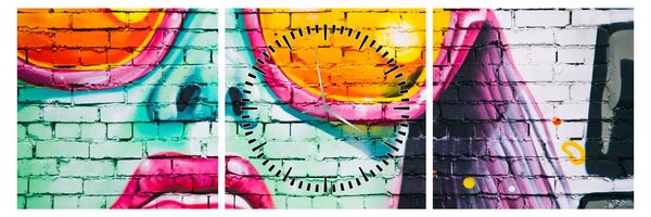 Obraz - Graffiti (z zegarem) (90x30 cm)