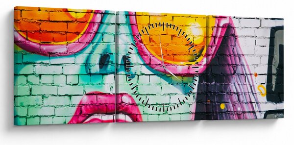Obraz - Graffiti (z zegarem) (90x30 cm)