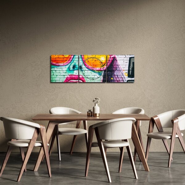 Obraz - Graffiti (z zegarem) (90x30 cm)