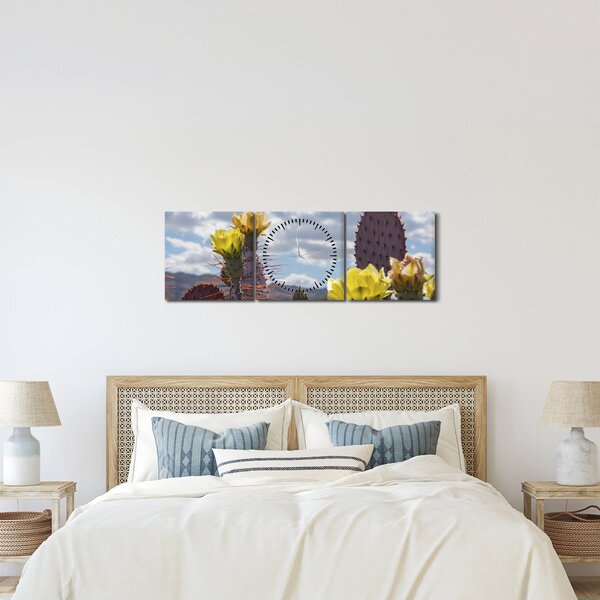 Obraz opuncji (z zegarem) (90x30 cm)