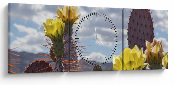 Obraz opuncji (z zegarem) (90x30 cm)