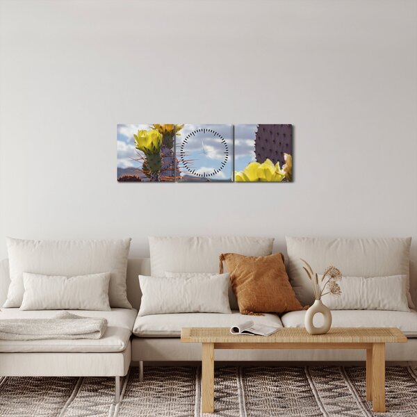 Obraz opuncji (z zegarem) (90x30 cm)