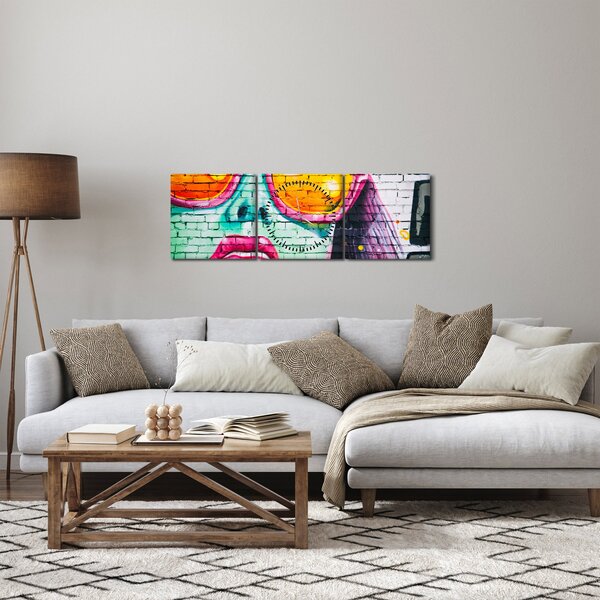 Obraz - Graffiti (z zegarem) (90x30 cm)