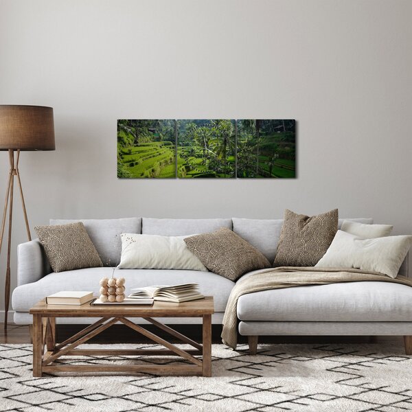 Obraz tarasów ryżowych Tegalalang, Bali (z zegarem) (90x30 cm)