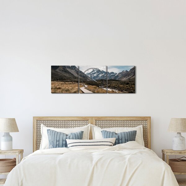 Obraz - Chodnik w dolinie góry Mt. Cook (z zegarem) (90x30 cm)