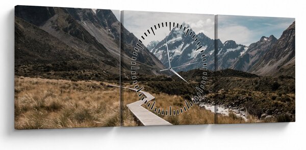 Obraz - Chodnik w dolinie góry Mt. Cook (z zegarem) (90x30 cm)