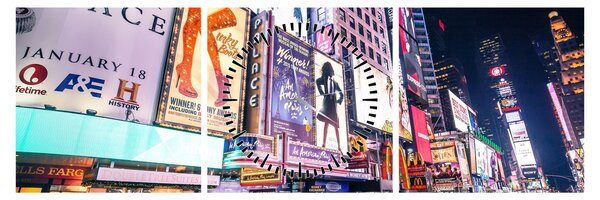 Obraz - New York Theater District (z zegarem) (90x30 cm)