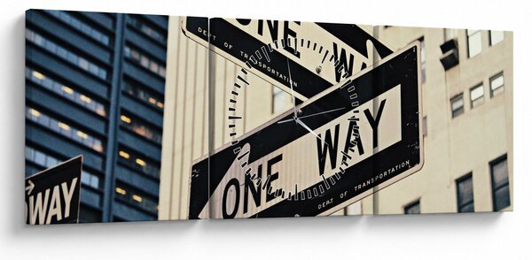 Obraz - New York ONE WAY (z zegarem) (90x30 cm)