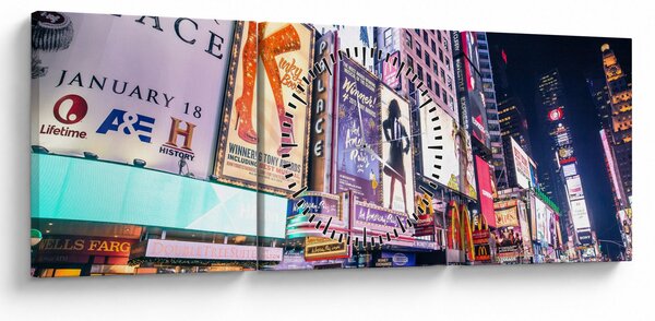 Obraz - New York Theater District (z zegarem) (90x30 cm)