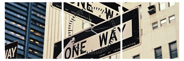 Obraz - New York ONE WAY (z zegarem) (90x30 cm)