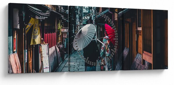 Obraz - Spacer po Tokio (z zegarem) (90x30 cm)