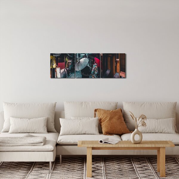Obraz - Spacer po Tokio (z zegarem) (90x30 cm)