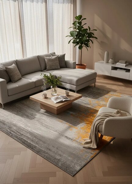 Pomarańczowy dywan przecierany w stylu loft L0-C38