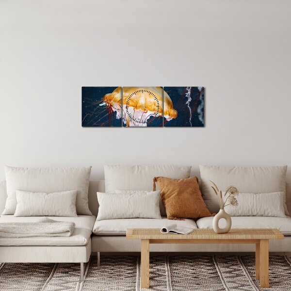 Obraz meduzy (z zegarem) (90x30 cm)