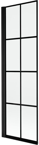 Mexen Mist parawan nawannowy 1-skrzydłowy lewy 60 x 150 cm, czarna kratka, czarny - 8A9-060-001-70-77-L