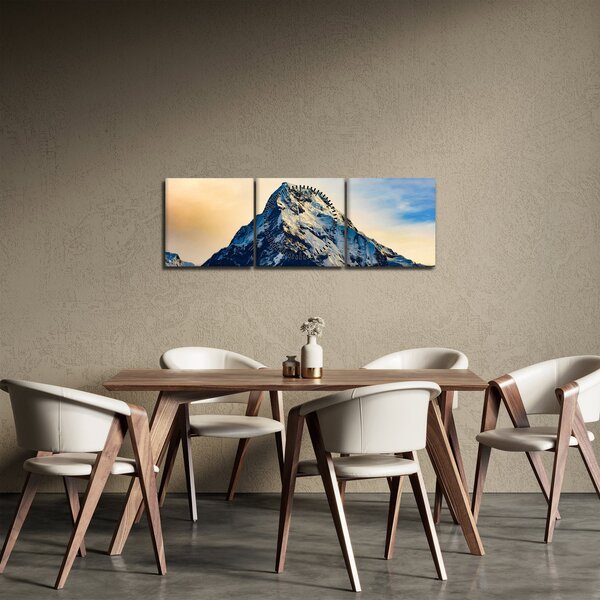 Obraz ośnieżonych gór, Nepal (z zegarem) (90x30 cm)