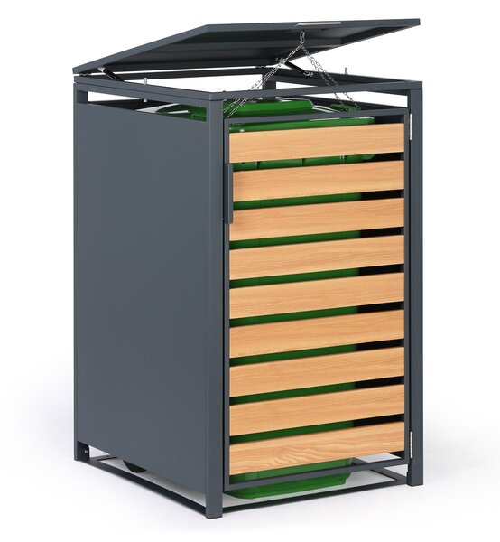 Wiata na pojemnik na odpady 240 l, 1160 x 695 x 800 mm, dekor drewna