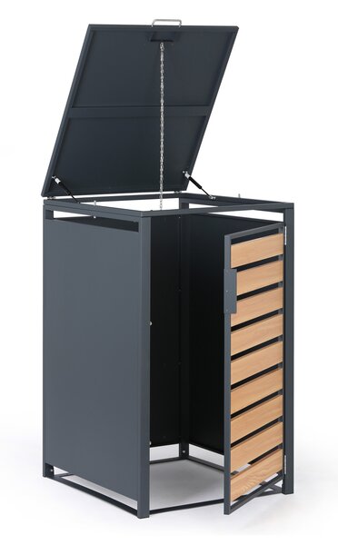 Wiata na pojemnik na odpady 240 l, 1160 x 695 x 800 mm, dekor drewna