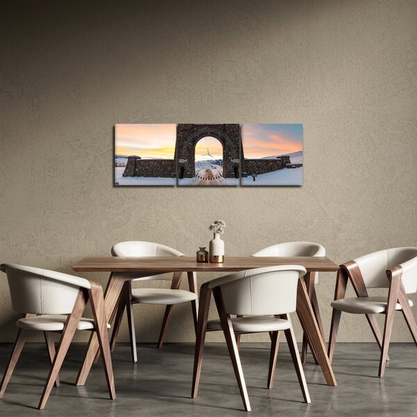 Obraz bramy, Yellowstone (z zegarem) (90x30 cm)
