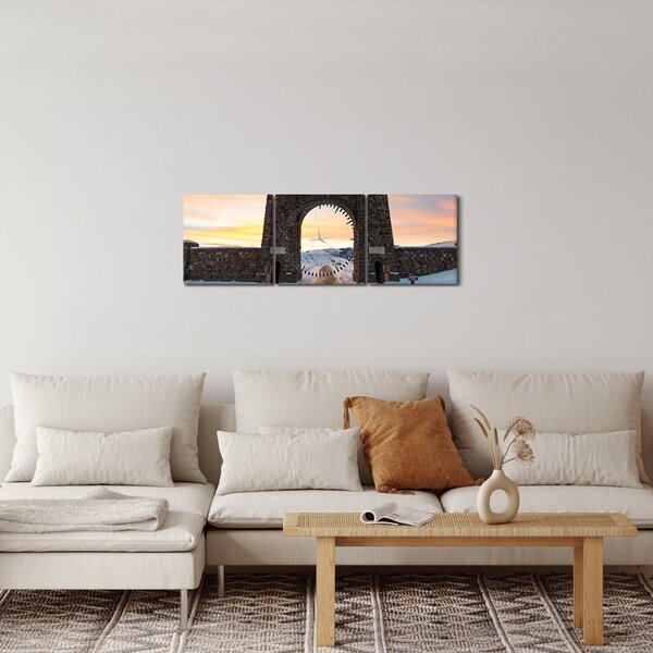 Obraz bramy, Yellowstone (z zegarem) (90x30 cm)