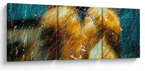 Obraz - Całujące się anioły (z zegarem) (90x30 cm)