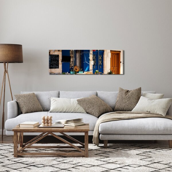 Obraz - Greckie posiedzenie (z zegarem) (90x30 cm)