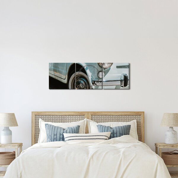 Obraz - Fiat retro samochód (z zegarem) (90x30 cm)