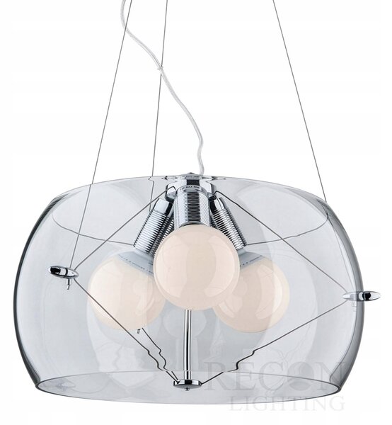 Lampa wisząca przezroczysta szklana kula 3xE27 ufo ANDROMEDA