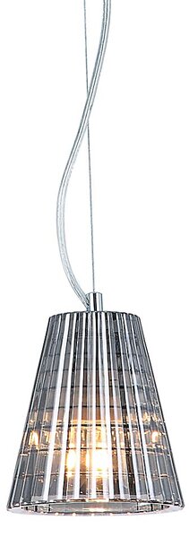 Lampa wisząca mała ze srebrnym kloszem nad stolik